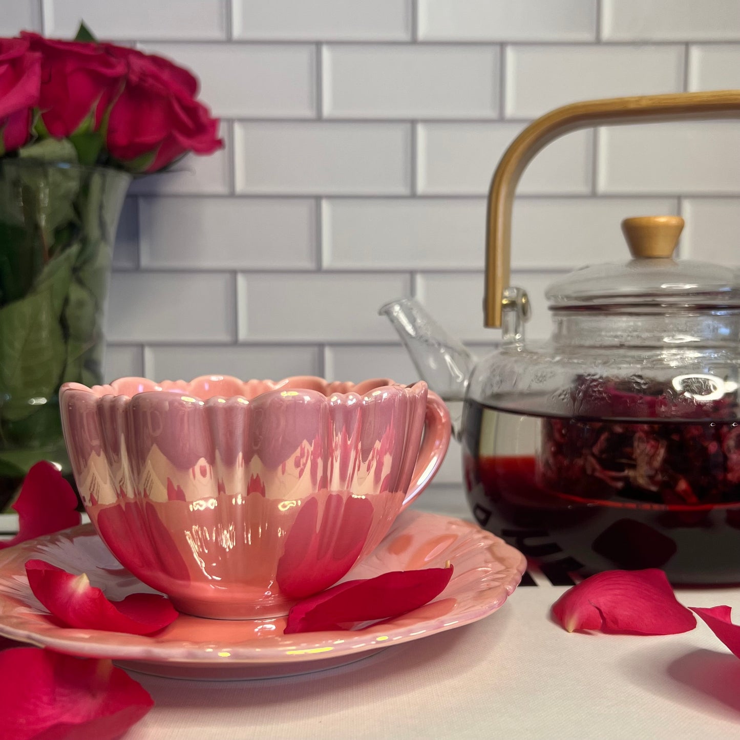 Organic Rose Petal Hibiscus Loose Leaf Tea & Mug Bundle