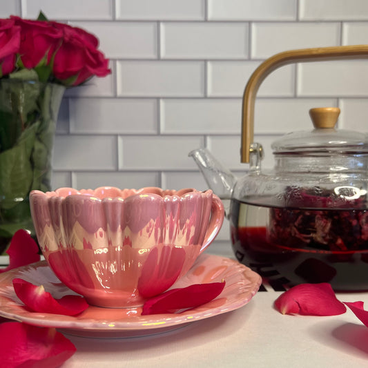 Organic Rose Petal Hibiscus Loose Leaf Tea & Mug Bundle
